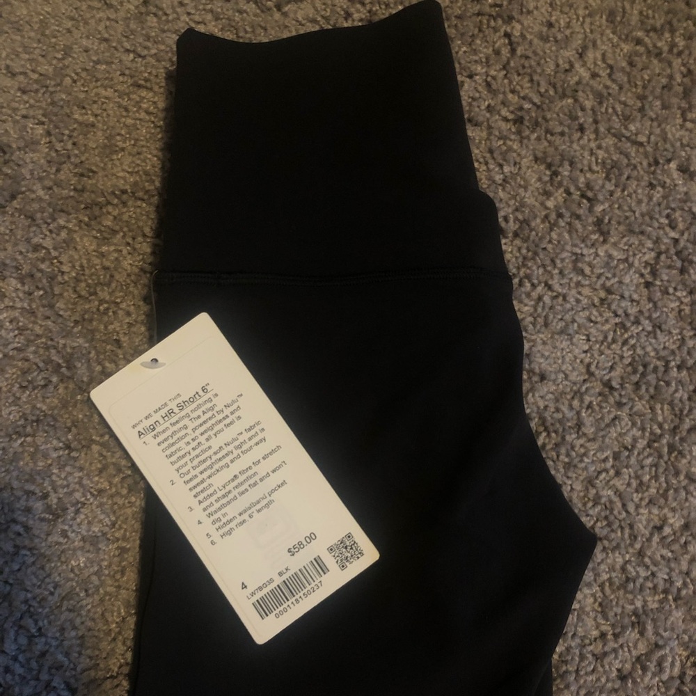 Lululemon align 6” black size 4 NWT